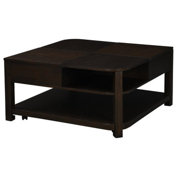 Flora Dark Brown MDF Lift Top Coffee Table With Shelves