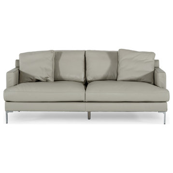 Divani Casa Janina Modern Light Gray Leather Sofa