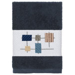 Linum Home Textiles - Khloe Embellished Washcloth - The KHLOE Embellished Towel Collection features a mod geometric grid embroidery on a woven textured border.