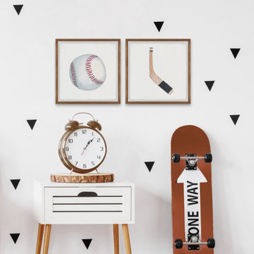 Baseball and Hockey Stick Diptych