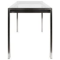 LumiSource Fuji Counter Table, Stainless Steel and Clear Glass