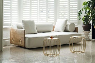 Minimalist living room photo in New York