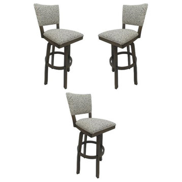 Home Square 34" Swivel Wood Tall Bar Stool in Spring Mix Gray - Set of 3