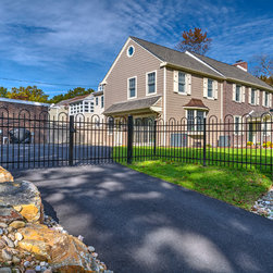 Fence with Driveway Gate & Brick Pillars - Home Fencing And Gates