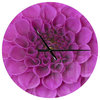 Large Purple Flower and Petals Large Floral Metal Clock, 23x23