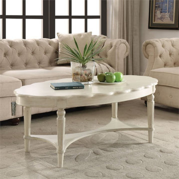 Bowery Hill Oval Coffee Table in Antique White