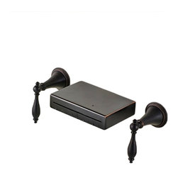 Long Dual Handle Wall Mount Waterfall Oil Rubbed Bronze Bathroom Basin Faucet - Bathroom Sink Faucets