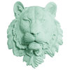 Mounted Resin Tiger Head, Mint Green, Standard