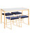 Fuji 5-Piece Contemporary/Glam Dining Set, Blue Velvet, White Marble, Gold Metal
