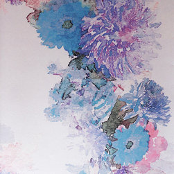 HIGHGARTH &ndash; BLUE, PINK, PURPLE FLORAL ON CREAM PEARL Pattern Number: 2016-101-00 - Wallpaper