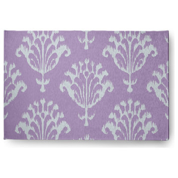 Floral Fan I-Kat Pattern Soft Chenille Area Rug, Lavender, 2'x3'