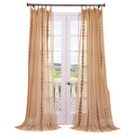 Half Price Drapes - Cleopatra Gold Embroidered Sheer Curtain Single Panel, 50"x120" - HPD has redefined the construction of sheer curtains and panels. Our Embroidered Sheer Collection are unmatched in their quality. Each panel creates a beautiful diffusion of light. As a general rule, for proper fullness panels should measure 2-3 times the width of your window/opening.