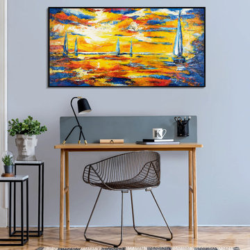 Framed painting for living room "Sea Mirage"
