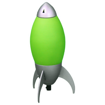 10.5" Kid's Red Rocket Table Lamp, Green
