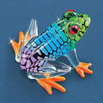 Glass Baron - Glass Baron Island Hopper Frog Rainbow Figurine - This figurine is a tiny tropical glass frog, with a mix of purple, teal, green, and orange colors hand-painted on its body. It's a cheerful piece reminiscent of warm weather, tropical vacations, and exploring beautiful nature.