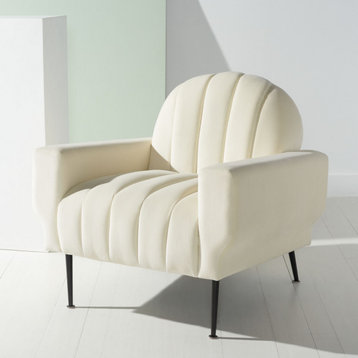Safavieh Couture Josh Channel Tufted Accent Chair, Cream/Black