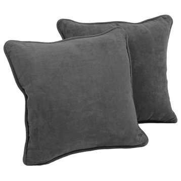 18" Microsuede Square Throw Pillow Inserts, Set of 2, Steel Grey