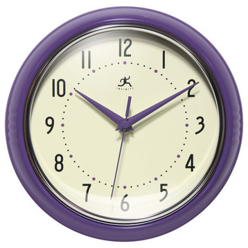 Retro Round 9.5" Purple Wall Clock