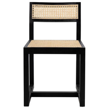 Alicia Cane Dining Chair, Set of 2, Black/Natural
