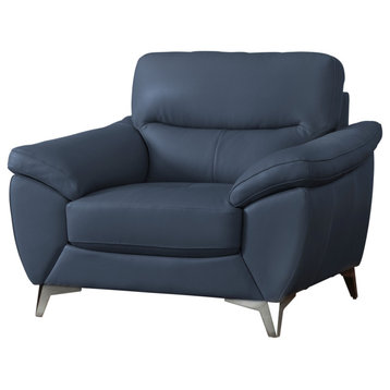 Candace Top Grain Leather Chair, Blue