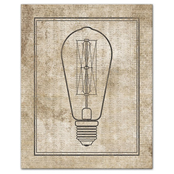 Edison Bulb on Distressed Background 24x30 Canvas Wall Art