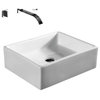 Square White Ceramic Vessel Bathroom Sink, No Hole