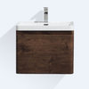 Happy Wall Mounted Vanity With Reinforced Acrylic Sink, Rosewood, 24"