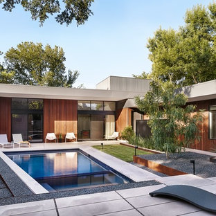 Mittelgroßer Moderner Pool in rechteckiger Form in Austin