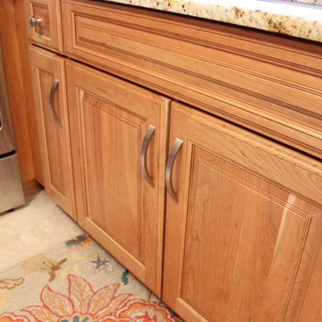 Refaced Lower Existing Cabinets, New Upper Wall Cabinets and Glass Backsplash