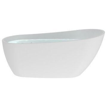 HEATGENE Acrylic Freestanding Bathtub Contemporary Soaking Tub, 59 Inches