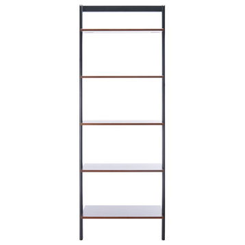 Regis 5 Tier Leaning Etagere/ Bookcase Brown/ Charcoal
