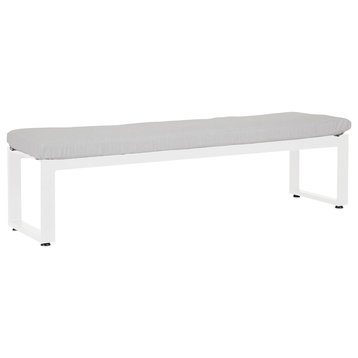 Newport Dining Bench With Cushion, Cast Silver