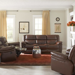 Tamilla Modern Dark Brown Bonded Leather Reclining Sofa Set - $2408.10 - Living Room Furniture Sets