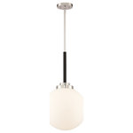 Designers Fountain - Designers Fountain Elle 1-Light Pendant, Polished Nickel/Opal, D232M-13P-PN - Clean, simple and soft geometric silhouettes are fused with the contrasting finishes of bold black and sleek polished chrome, adding a touch of glamour. The simple form of the round opal shades softens this contrast imparting chic sophistication that is forever timeless.