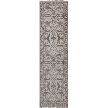3'x10' Runner Oushak Hand Knotted Wool Rug, Q1221