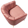 Bowery Hill Mid-Century Velvet Accent Chair in Vintage Pink Rose/Gold