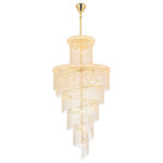 Elegant Lighting - Elegant Lighting Spiral 41 Light 48" Crystal Chandelier, Gold - Mesmerizing crystals cascade in a waterfall of glamorous light in the Spiral collection. The magnificent chrome- or gold-spiraled frame is adorned with shimmering elegant-cut, royal-cut, Swarovski Spectra, or Swarovski Elements crystal strands. Bring glistening light to your foyer, living room, or dining room with a Spiral hanging fixture.