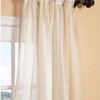 Carlton Creme Linen Blend Stripe Sheer Curtain Single Panel