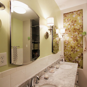 Earthy Resin Panel and Double Vanity