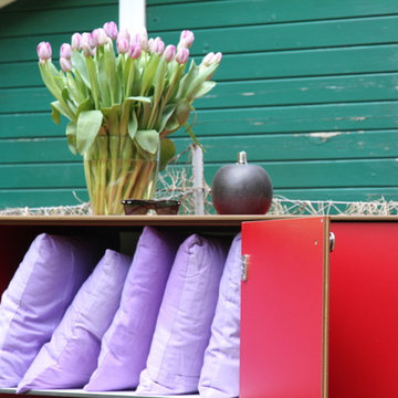 S Wide Ribinusrot Garten, Kissen und Grillen