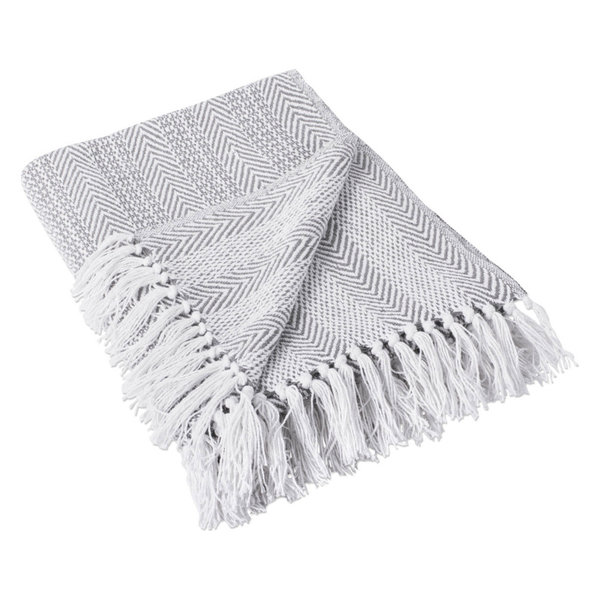 DII Gray Herringbone Stripe Throw