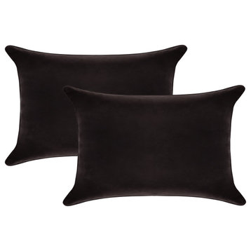 A1HC Soft Velvet Pillow Covers, YKK Zipper, Set of 2, Smoky Black, 12"x20"