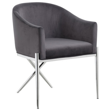 The Parker Dining Chair, Velvet, Gray, Chrome Legs