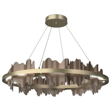 Hildene Circular LED Pendant, Soft Gold, Bronze, Standard Height