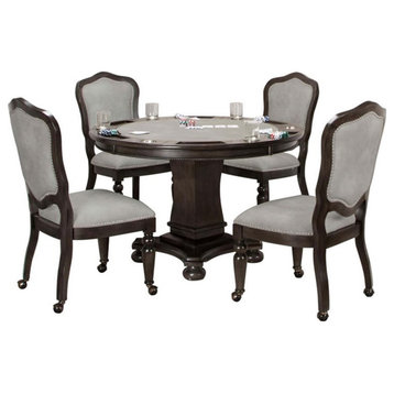 Catania 48" 5-Piece Wood Dining/Poker Table & Chairs Set in Gray