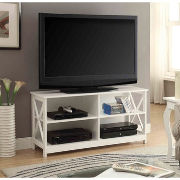 Convenience Concepts Oxford TV Stand in White Wood Finish with Shelves