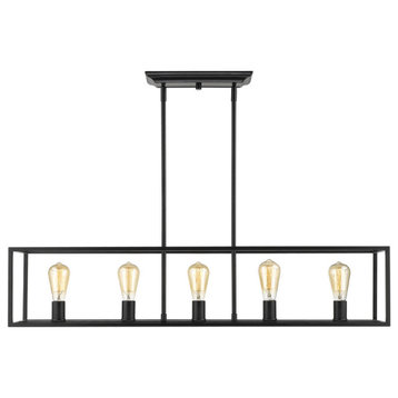 Golden Lighting 2072-LP BLK Wesson 5 Light Linear Pendant, Matte Black