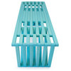 Bench Wood Backless Modern Design 72" x W 18" x H 17", Turquoise Tint