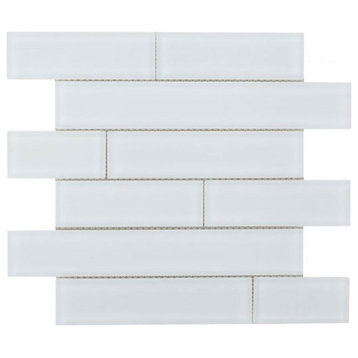 Mosaic Linear Glass Tiles for Wall Floor & more, White Frosted