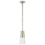 Visual Comfort - Robinson Pendant, 1-Light, Polished Nickel, Seeded Glass, 4.75"W - This beautiful pendant will magnify your home with a perfect mix of fixture and function. This fixture adds a clean, refined look to your living space. Elegant lines, sleek and high-quality contemporary finishes.Visual Comfort has been the premier resource for signature designer lighting. For over 30 years, Visual Comfort has produced lighting with some of the most influential names in design using natural materials of exceptional quality and distinctive, hand-applied, living finishes.